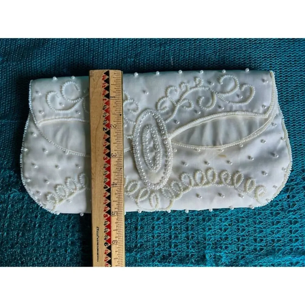beaded clutch beaded cream bridal